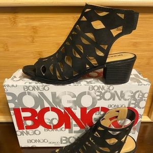 Black block heel sandals